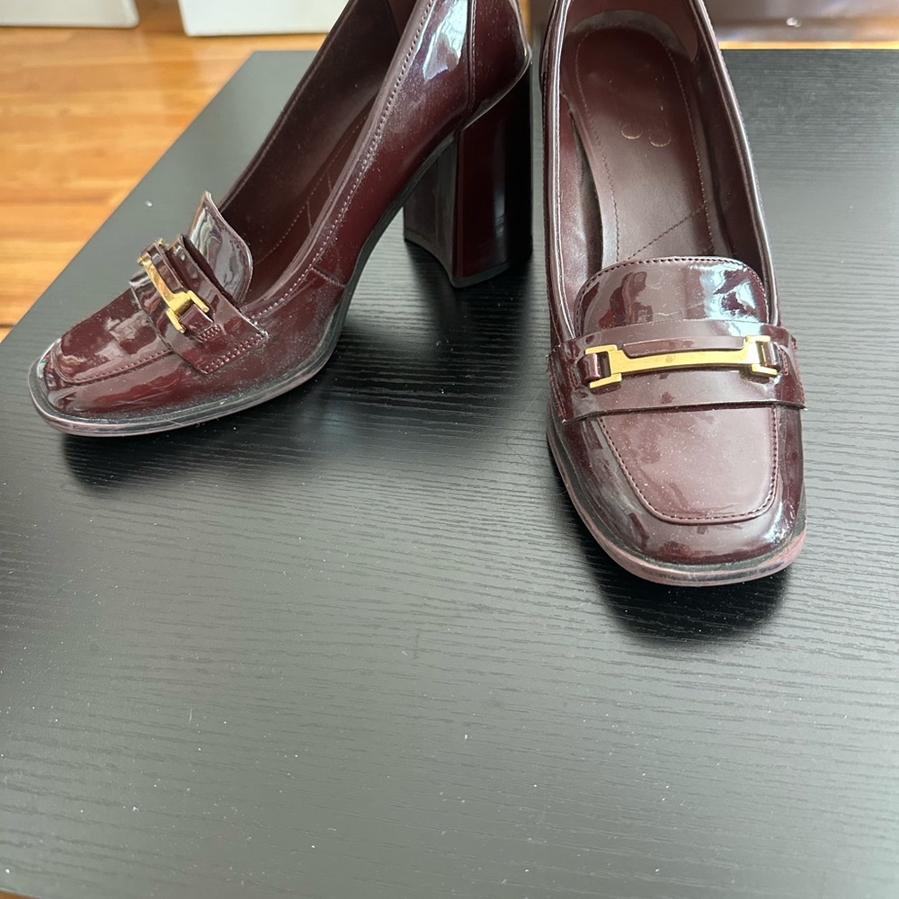 Burgundy Patent Leather Loafers with Gold Accent from Franco Sarto